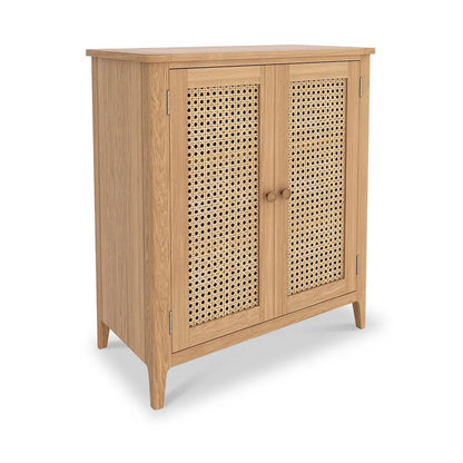 Roseland Grade B Furniture Albany Oak & Rattan Small Cupboard RRP £380