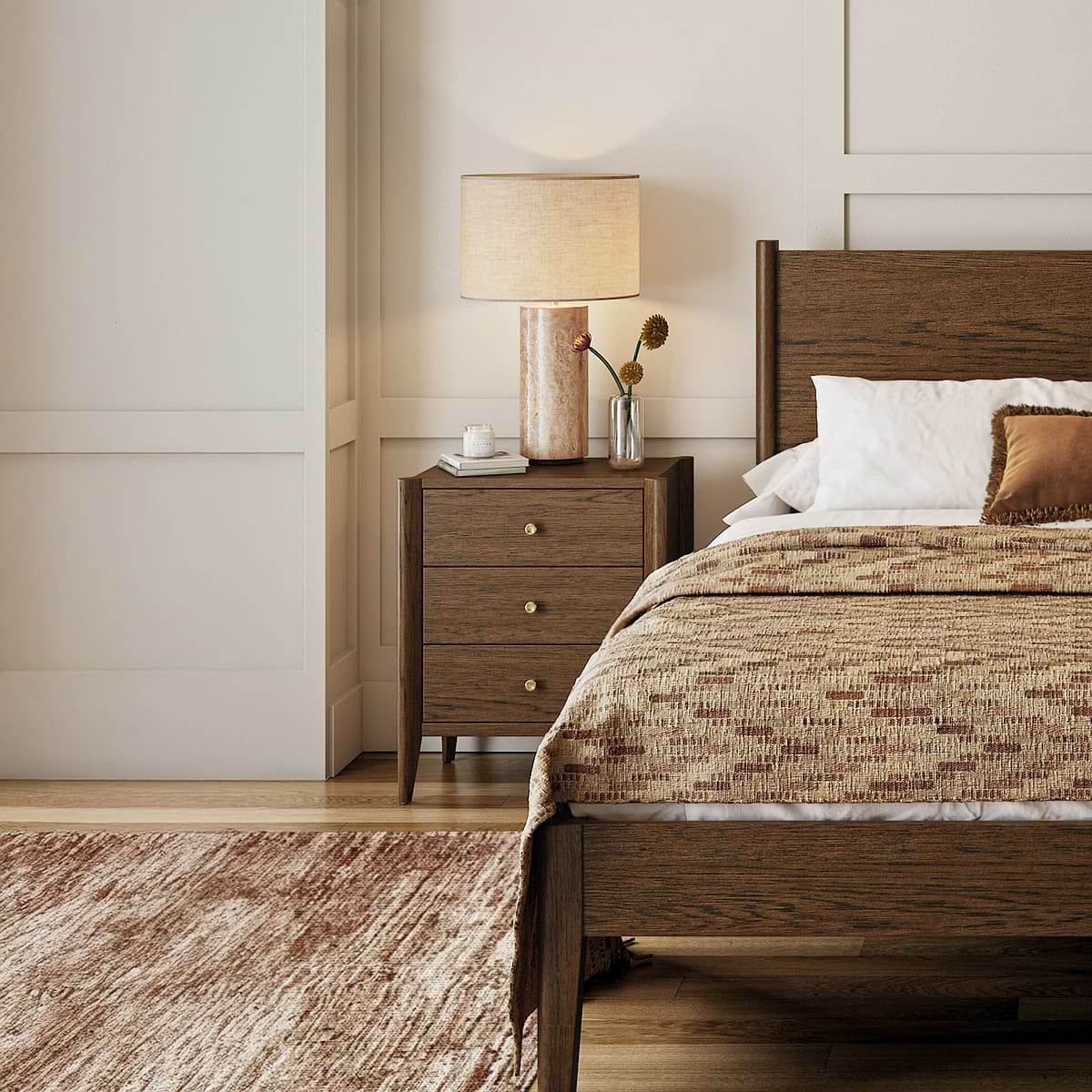 ROS-OUT-00715 Grade-B Roseland Furniture Cavell Brown Oak 3 Drawer Bedside Table RRP £139.00