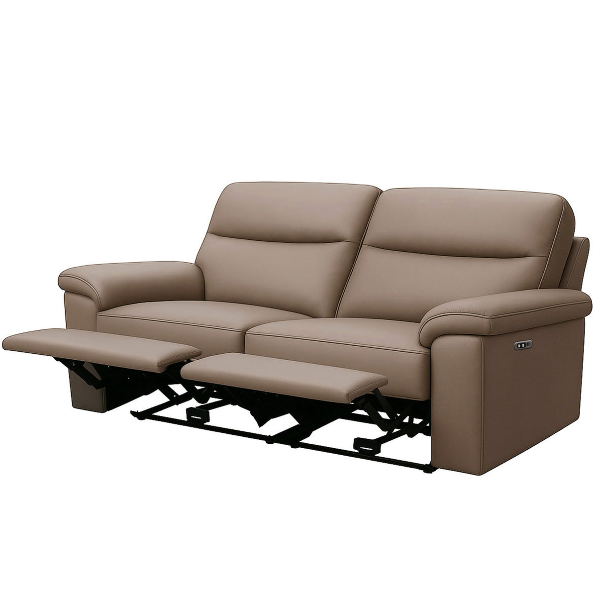 Aspire Corvan Grade B Mushroom Leather 3 Seater Power Recliner Sofa RRP £1150