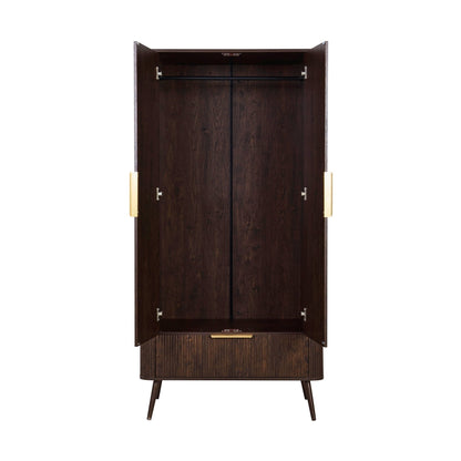 Dusk Hattie Grade B Walnut Effect 2 Door Double Wardrobe with Drawer RRP £339