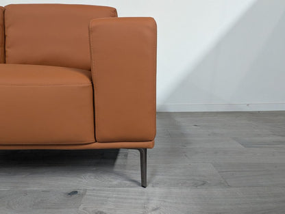 Mid-Century Grade B Modern Light Brown Faux Leather 3 Seater Sofa RRP £1000