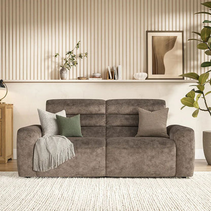 Oak Furnitureland Grade B Cohen Dapple Chocolate 3 Seat Electric Recliner Sofa RRP £1350