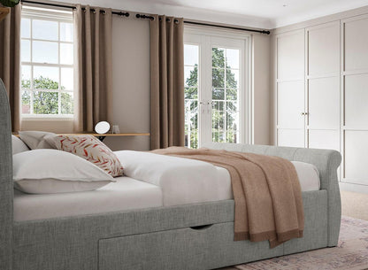 DRE-BED-00129 Grade-C3 Dreams Lucia Small Double Bed – Silver & Woven Solid Slat RRP £499.00