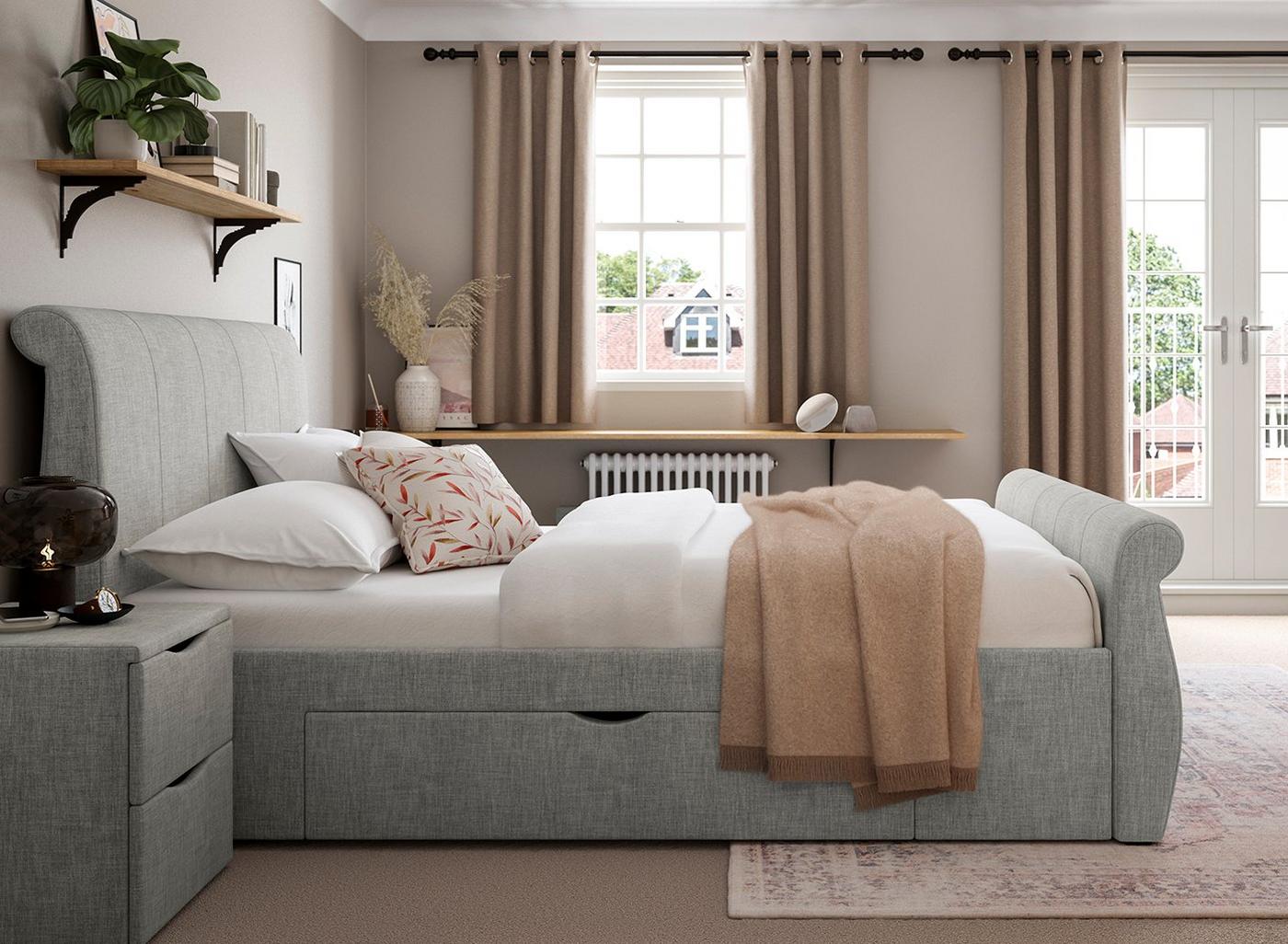 DRE-BED-00129 Grade-C3 Dreams Lucia Small Double Bed – Silver & Woven Solid Slat RRP £499.00