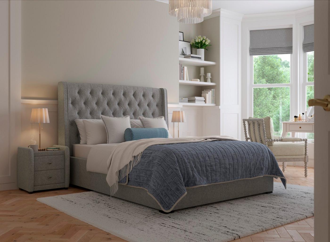 DRE-BED-00137 Grade-C3 Dreams Deacon King Size Bed – Grey Sprung Slat RRP £1079.00