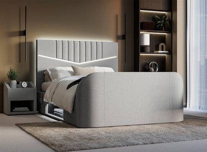 DRE-BED-00130 Grade-C1 Dreams Quantum Upholstered Ottoman TV Bed Frame Small Double Grey RRP £1699.00