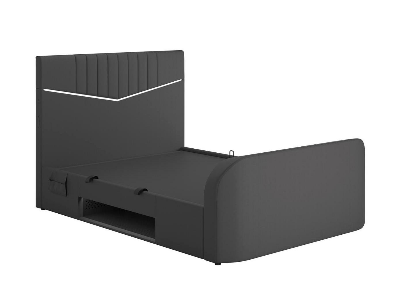 DRE-BED-00131 Grade-C1 Dreams Quantum Upholstered Ottoman TV Bed Frame Small Double Black RRP £1699.00