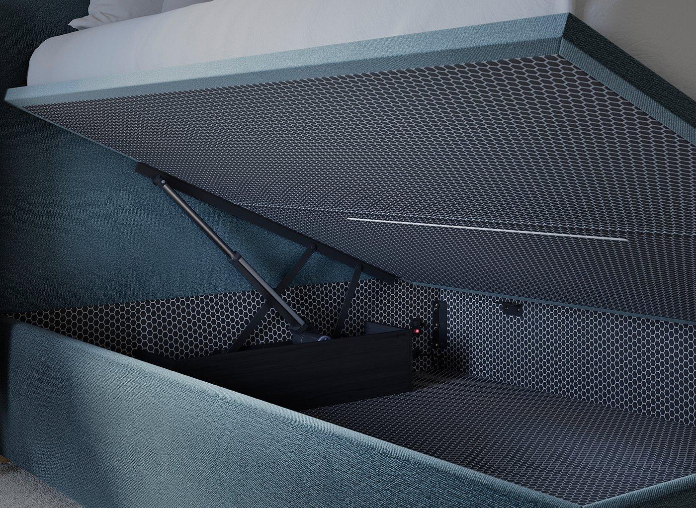 DRE-BED-00123 Grade-C3 Dreams TEMPUR® Linford Upholstered Electric Ottoman Bed Frame Double Navy RRP £1199.00