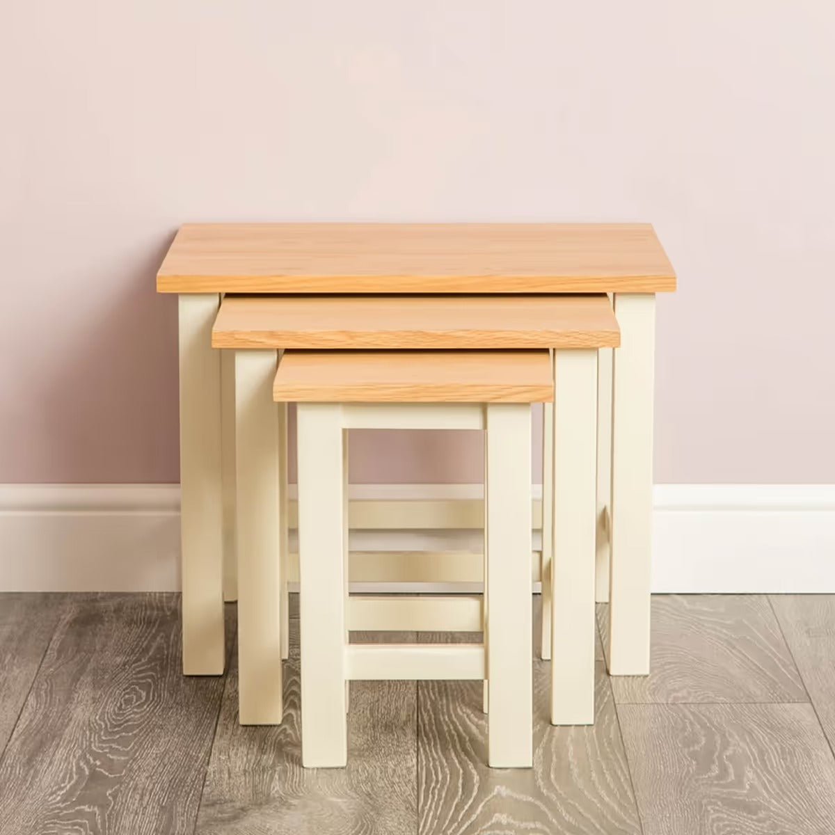 Roseland Grade B Furniture Farro Cream & Oak Nest of Tables RRP £115
