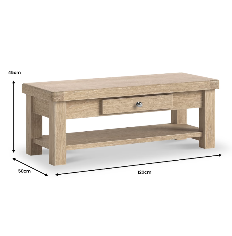 Roseland Grade B Furniture Portland Washed Oak Coffee Table RRP £270