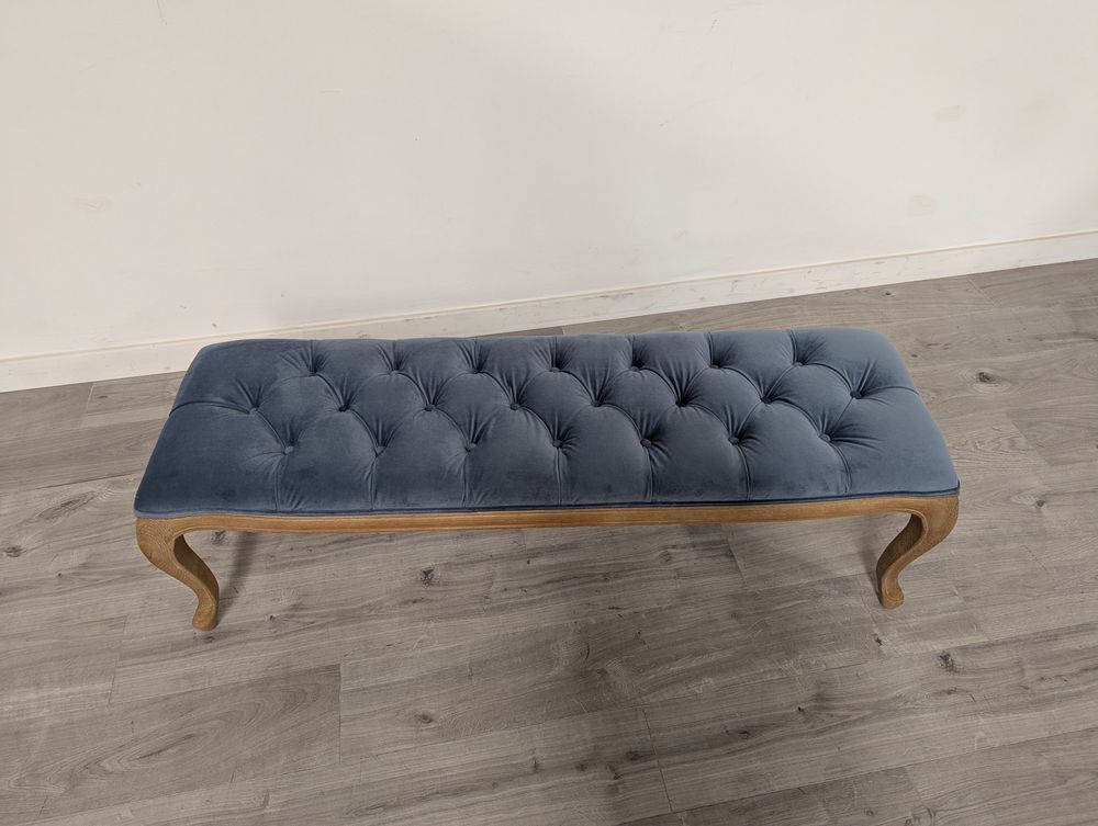 DRE-FUR-00177 Grade-B Dreams Dreams Sienna Beau Bench Blue velvet RRP £499 RRP £499.00
