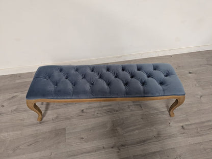 DRE-FUR-00177 Grade-B Dreams Dreams Sienna Beau Bench Blue velvet RRP £499 RRP £499.00