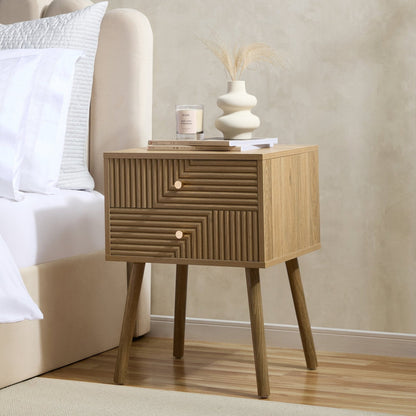 DUS-CC2-08391 Grade-B Dusk Dora 2 Drawer Nightstand - Light Wood RRP £109.00