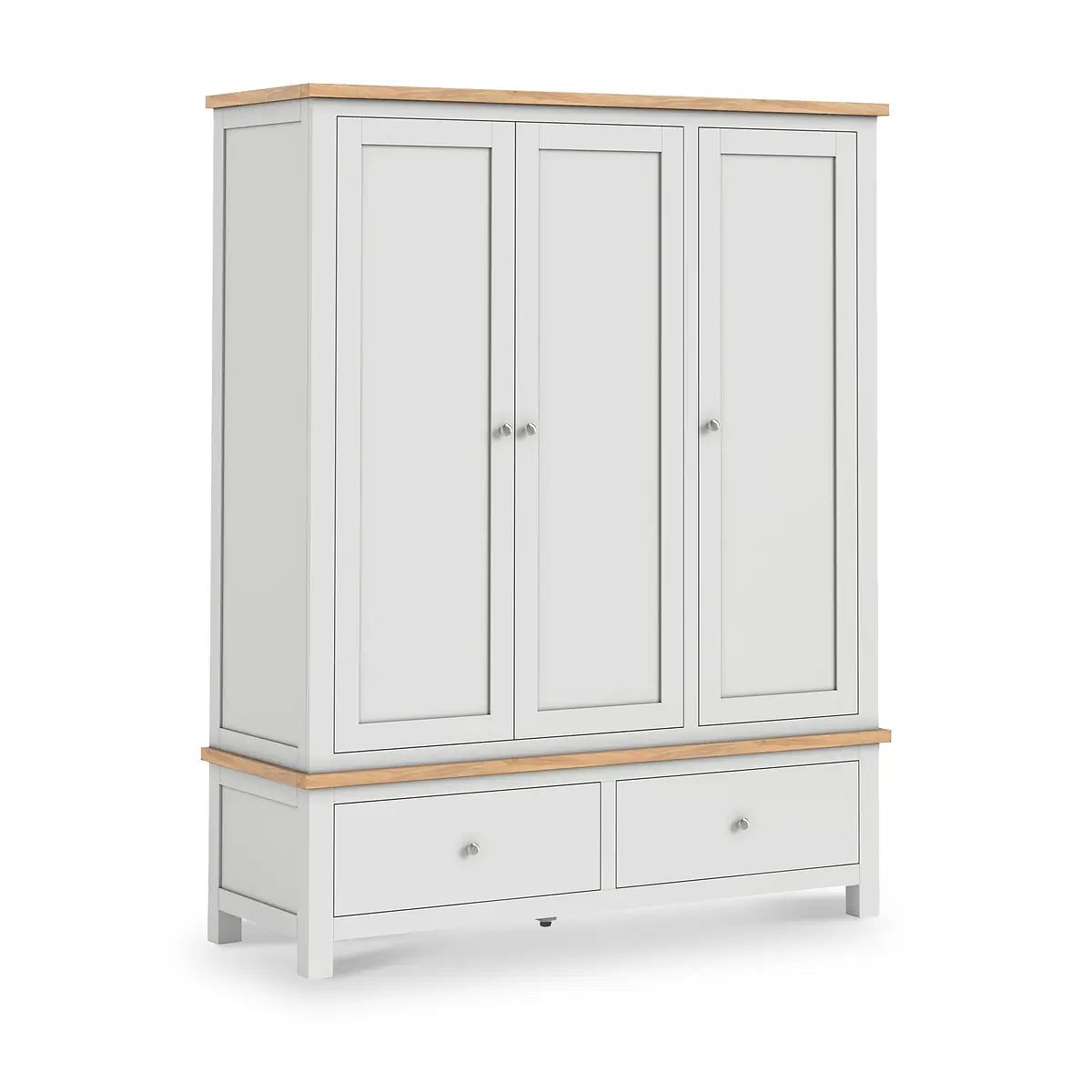 Roseland Grade B Furniture Farro Grey & Oak XL Triple Wardrobe with 2 Drawers RRP £750