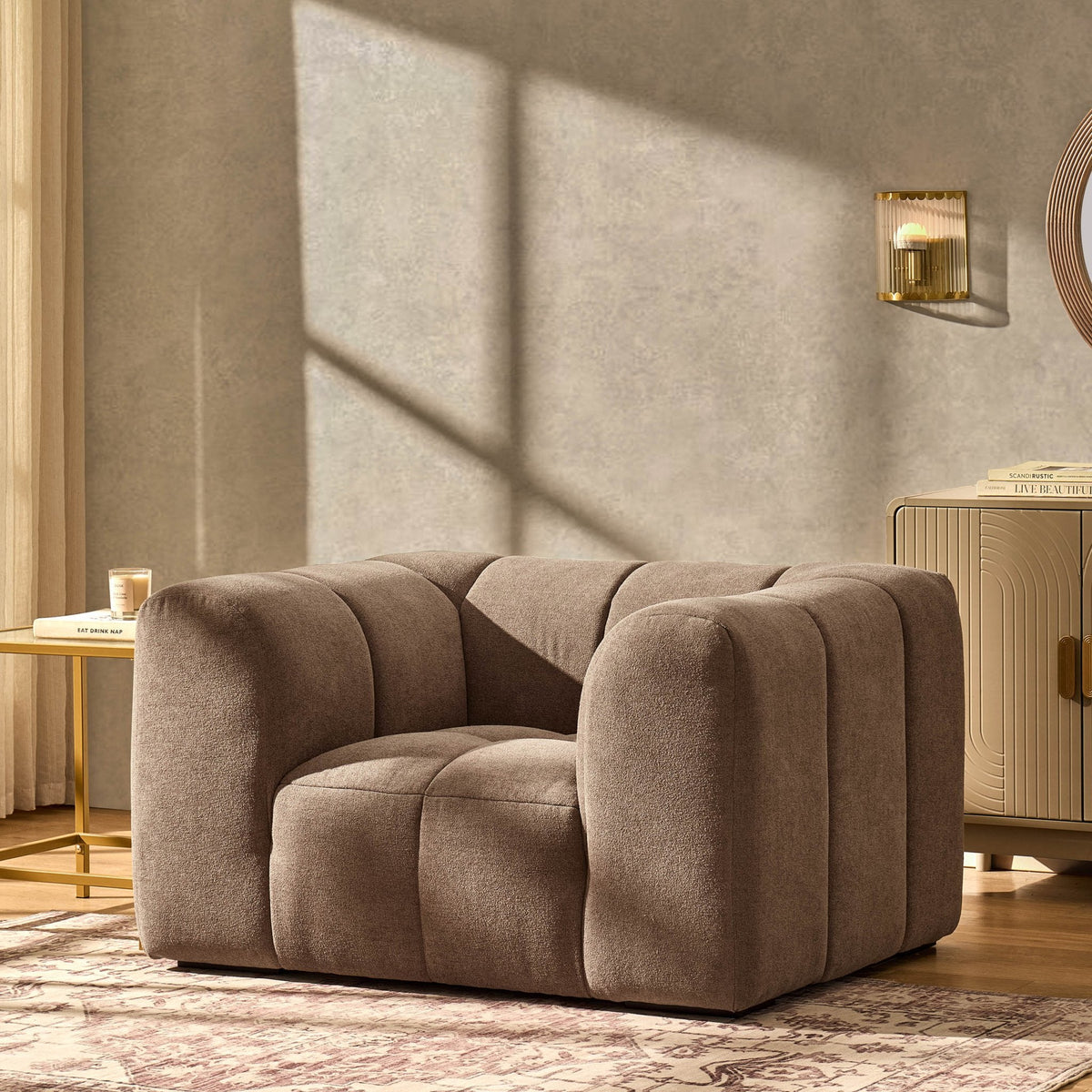 Dusk Manhattan Grade B Chenille Mushroom Loveseat RRP £539