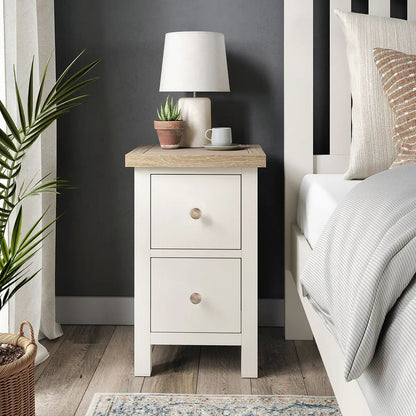 ROS-OUT-00502 Grade-C1 Roseland Furniture Farro Coconut White & Oak Slim Bedside Table RRP £94.95
