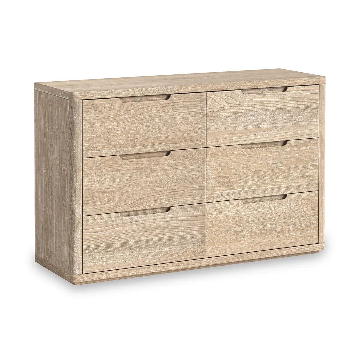 Roseland Grade B Furniture Mylor Washed Oak 6 Drawer Chest of Drawers RRP £555