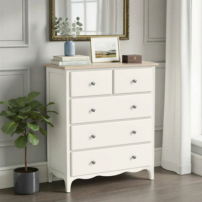 Roseland Grade B Furniture Celine Coconut White & Oak 2 Over 3 Chest of Drawers RRP £400