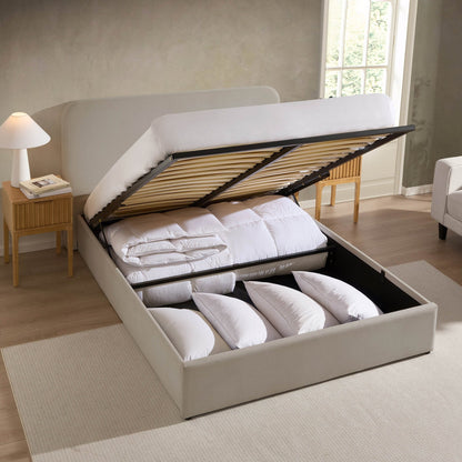 Dusk Grade B Ascot Natural Linen Look Double Ottoman Storage Bed RRP £254