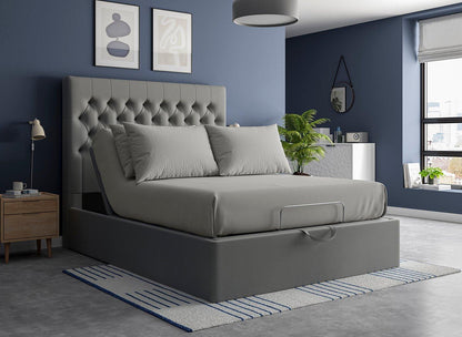 Dreams Grade B Ergomotion King Size Grey Buttoned Ottoman Storage Bed Frame RRP £1999