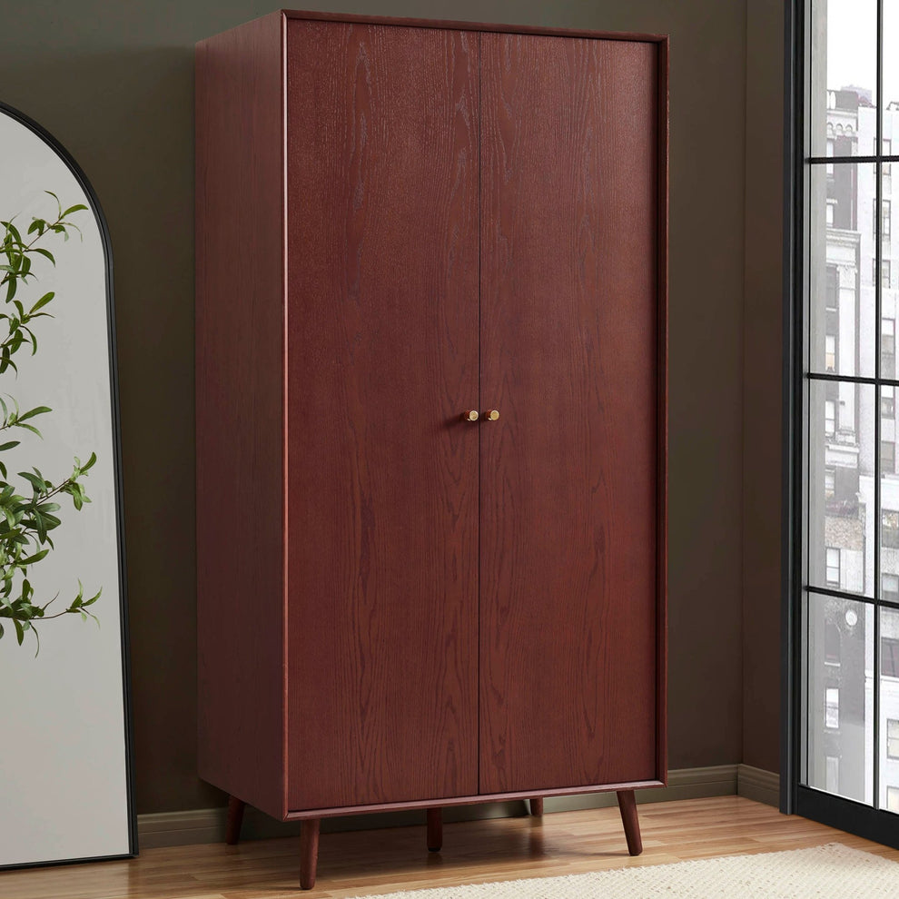 Dusk Heidi Grade B Oak 2 Door Double Wardrobe - Cherry Wood RRP £399