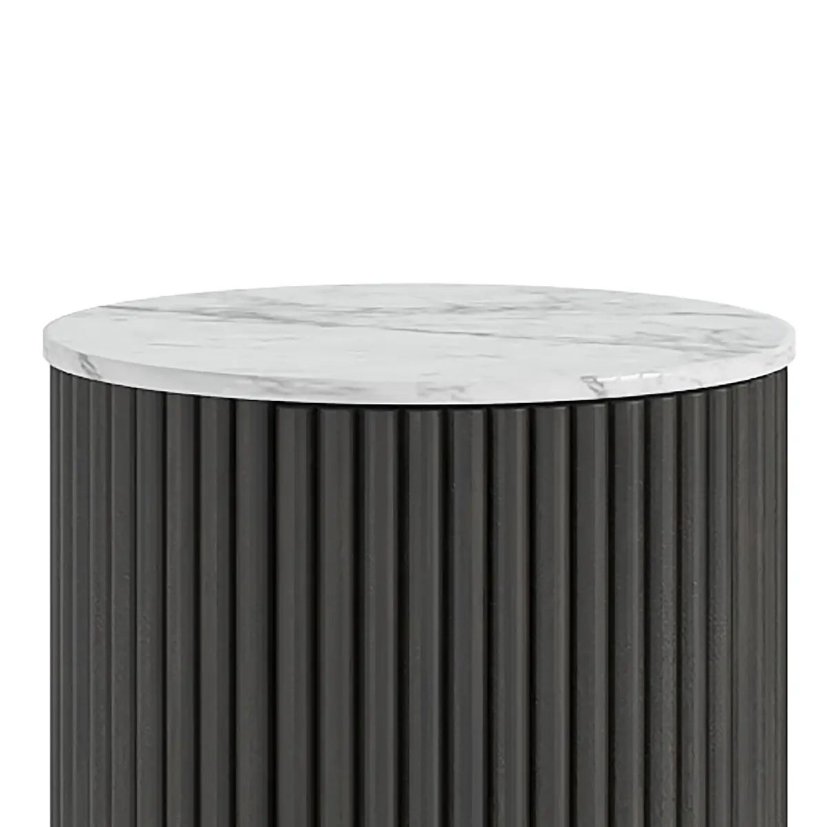Roseland Grade B Furniture Milo Black Mango Wood & Marble Fluted Side Table RRP £255