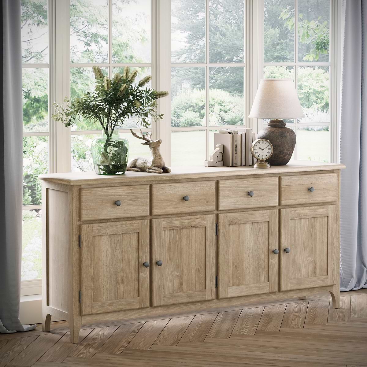 Roseland Grade B Furniture Celine Washed Oak Extra Large Sideboard RRP £490