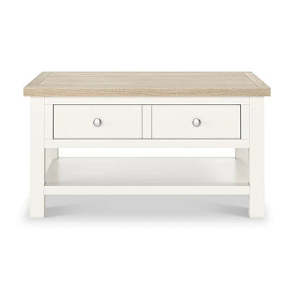 ROS-OUT-00974 Grade-B Roseland Furniture Farro Coconut White & Oak Storage Coffee Table RRP £190.00
