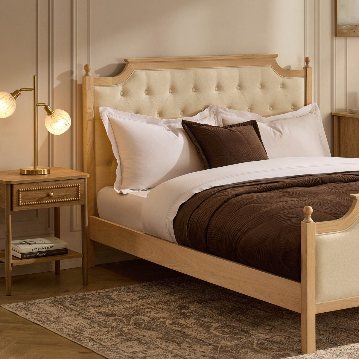 Dusk Luxor Grade B Cream Linen Double Bed Frame RRP £429
