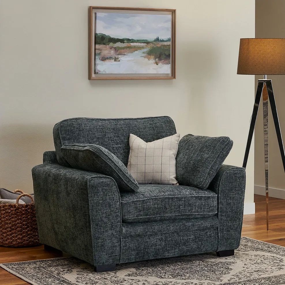  Oak Furnitureland Grade B Melbourne Enzo Slate Fabric Armchair RRP £950