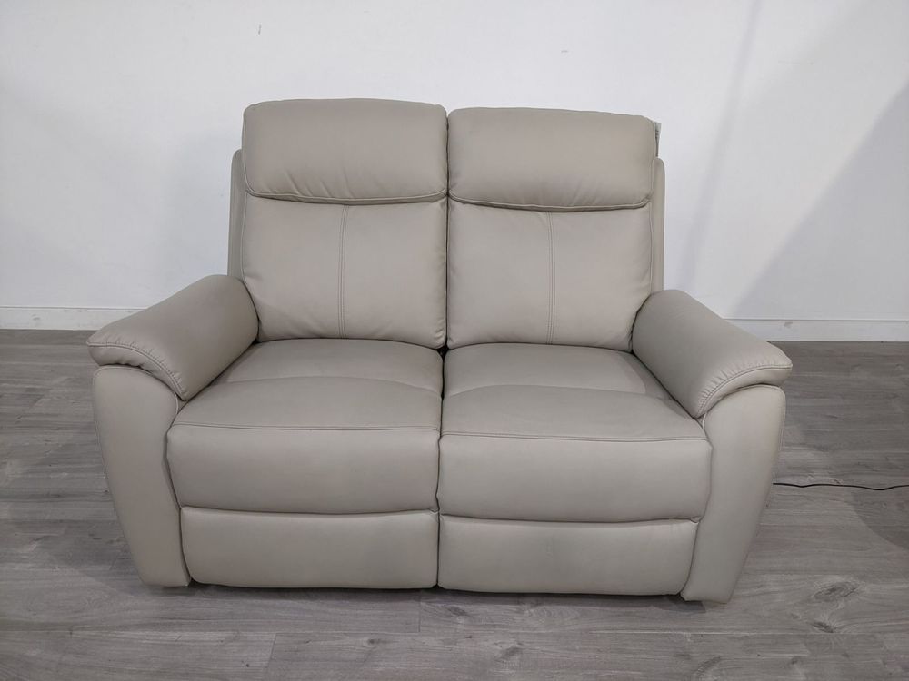 Aspire Kingsmere Grade BC Pewter Leather 2 Seater Power Recliner Sofa RRP £710
