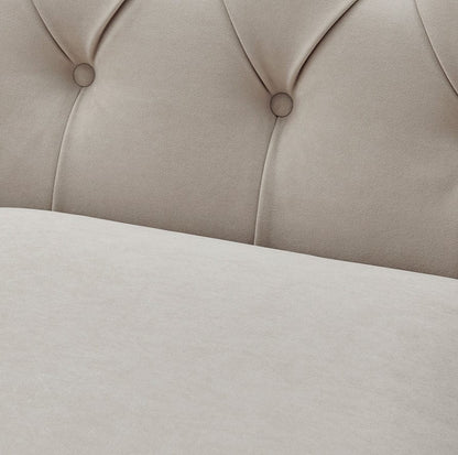 Dusk Chesterfield Grade B Stone Matte Velvet 2 Seater Sofa RRP £479