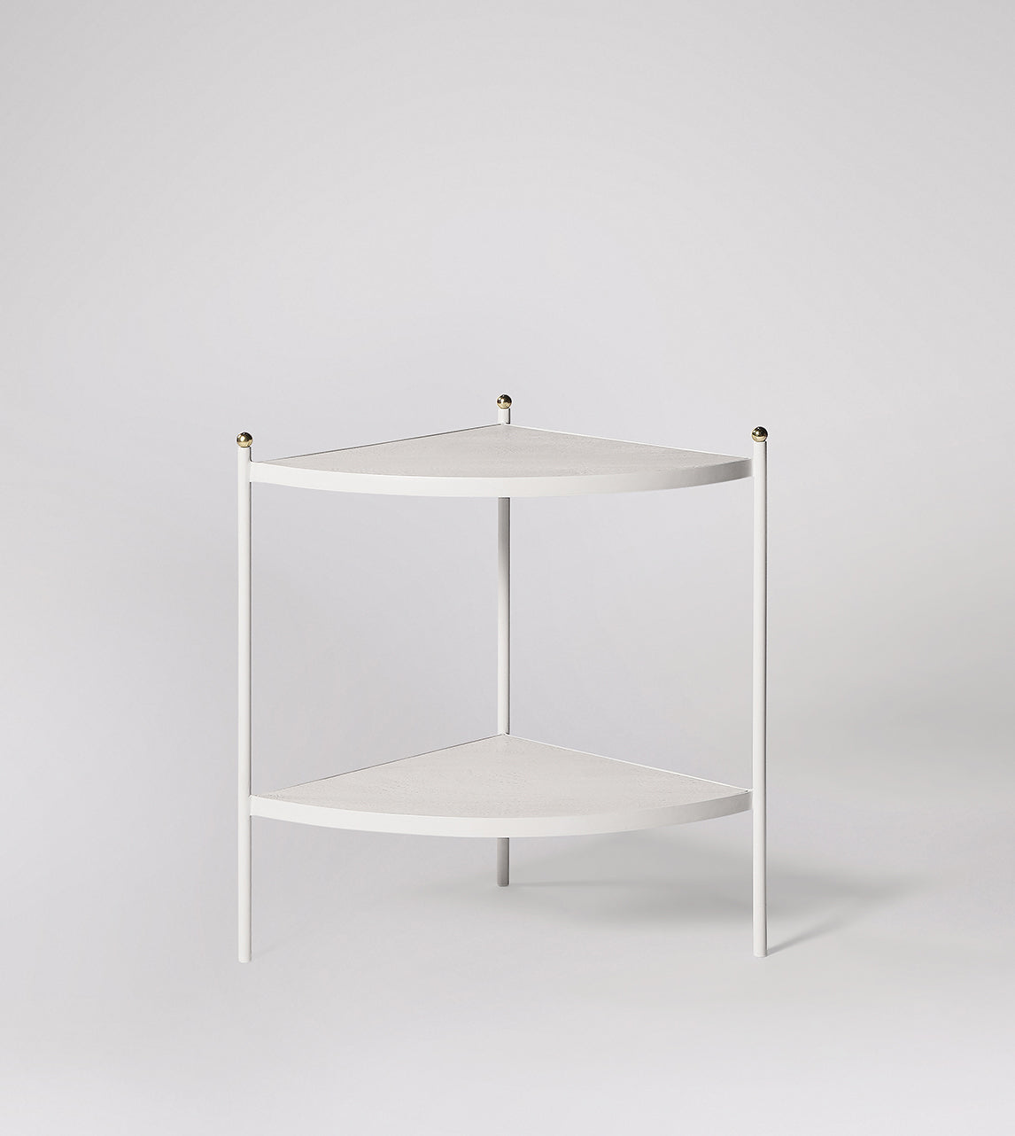 SWO-NEW-02755 Grade-C0 Swoon Layston Classic Corner Bedside Table Sandblasted White Mango Wood Matt White Brass RRP £259.00