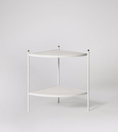 SWO-NEW-02755 Grade-C0 Swoon Layston Classic Corner Bedside Table Sandblasted White Mango Wood Matt White Brass RRP £259.00