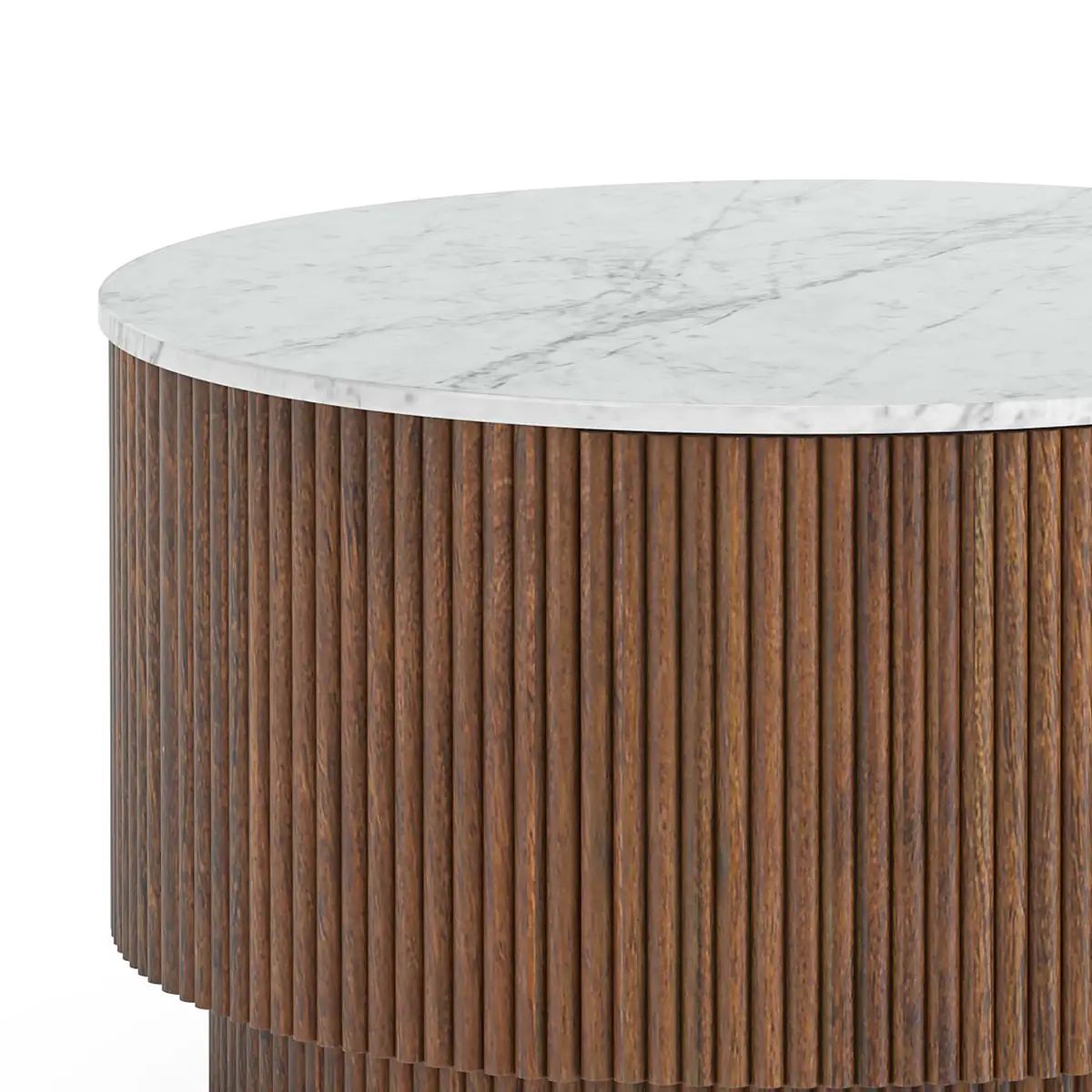Roseland Grade B Furniture Milo Mango Wood & White Marble Round Coffee Table RRP £530