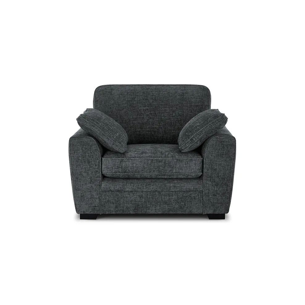  Oak Furnitureland Grade B Melbourne Enzo Slate Fabric Armchair RRP £950