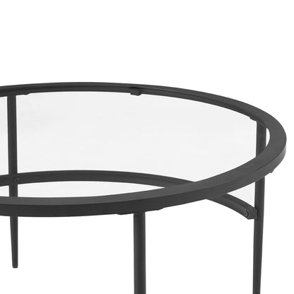 DUS-CC2-02307 Grade-B Dusk Glass Round Nesting Coffee Tables RRP £129.00