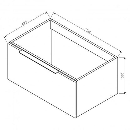 Scudo Grade A Ambience Grey Oak & Brass 800mm LED Wall-Hung Vanity Unit & Frame RRP £987