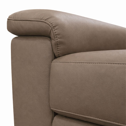 Aspire Corvan Grade B Mushroom Leather 2 Seater Power Recliner Sofa RRP £1070