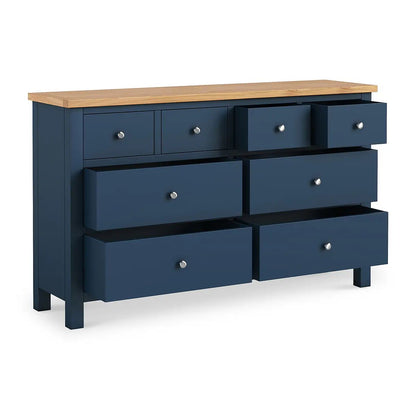 Roseland Grade B Furniture Farro Navy and Oak XL 8 Drawer Chest of Drawers RRP £505.00