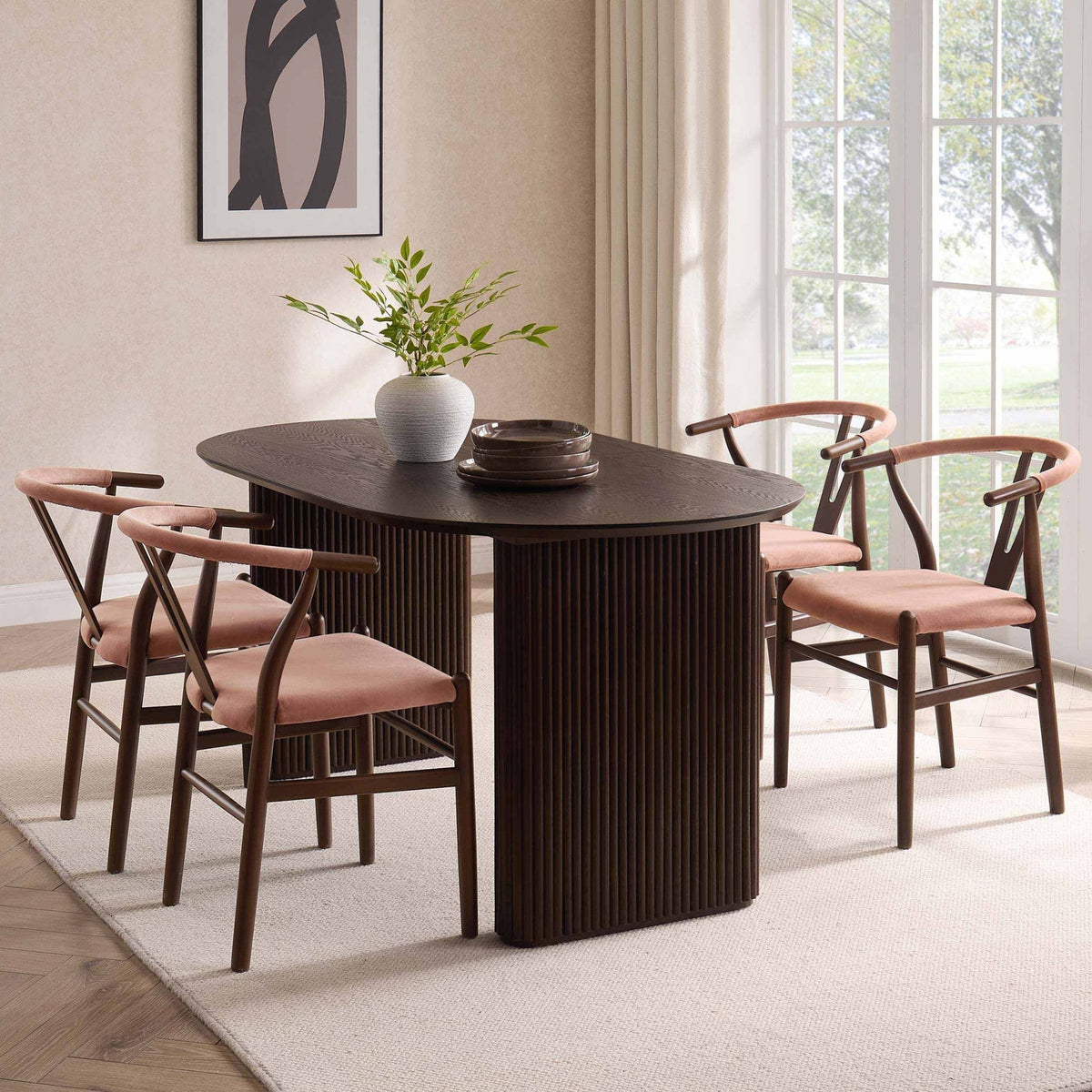 Dusk Hattie Grade B Walnut Panel Oval 4-6 Seater Dining Table RRP £429