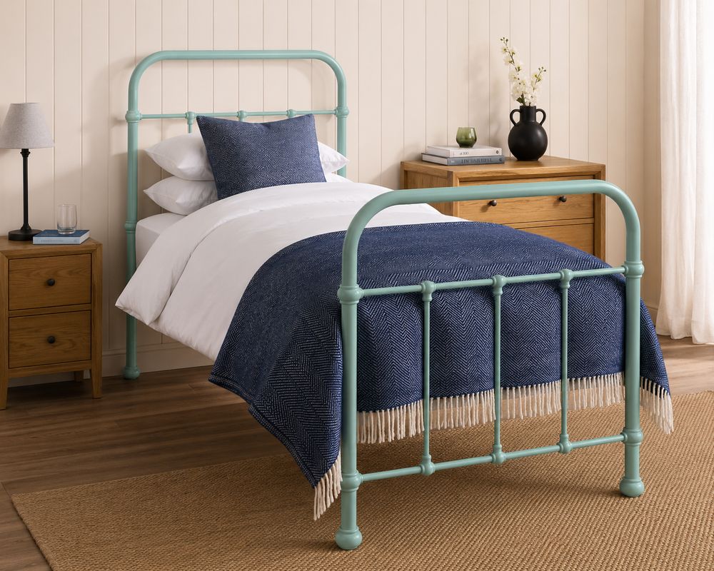 DRE-BED-00079 Grade-B Dreams Oliver Ocean Green Single Bedframe RRP £399.00