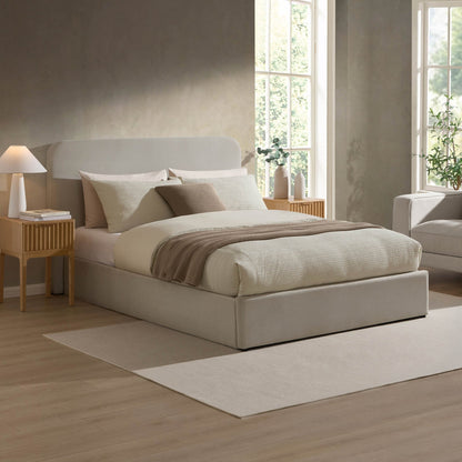 Dusk Grade B Ascot Natural Linen Look Double Ottoman Storage Bed RRP £254