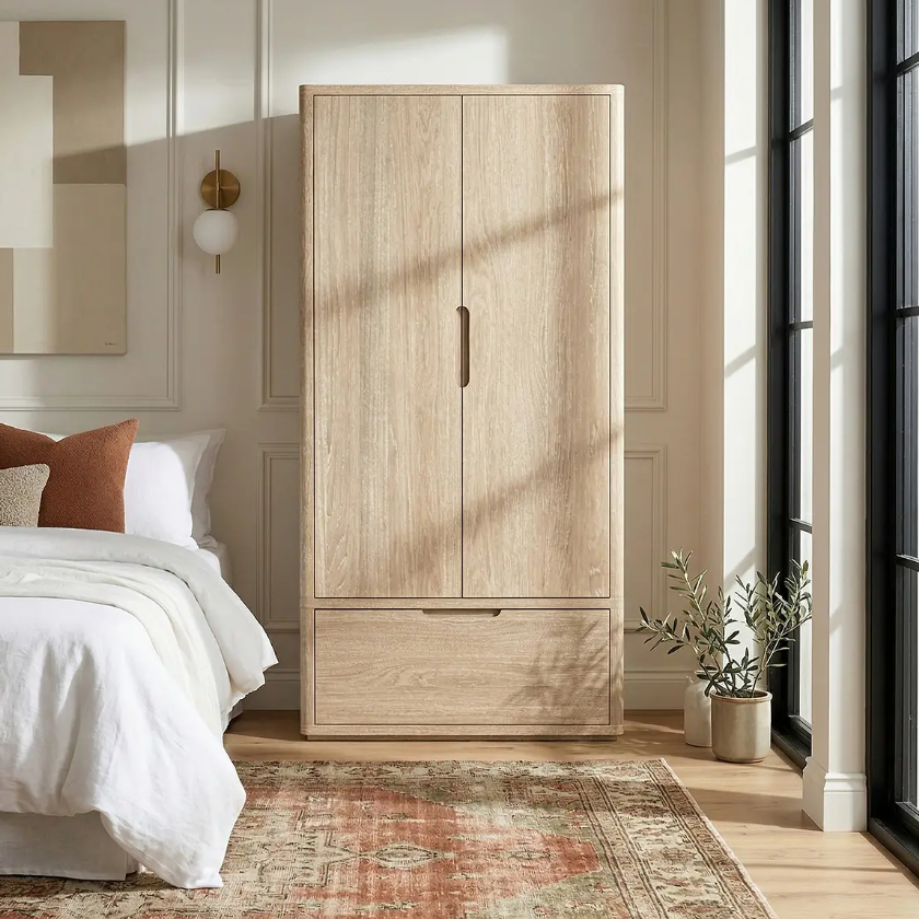 Roseland Grade B Furniture Mylor Washed Oak Double Wardrobe RRP £1005