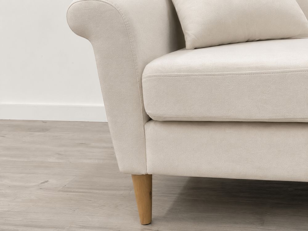  Contemporary Grade B Buttoned Natural Linen 3 Seater Sofa RRP £750