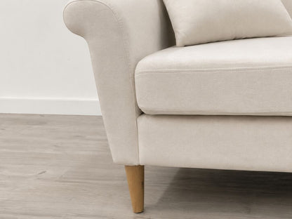 Contemporary Grade B Buttoned Natural Linen 3 Seater Sofa RRP £750