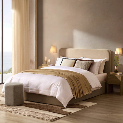 Dusk Ascot Grade B Oatmeal Linen Look King Size Ottoman Storage Bed RRP £349