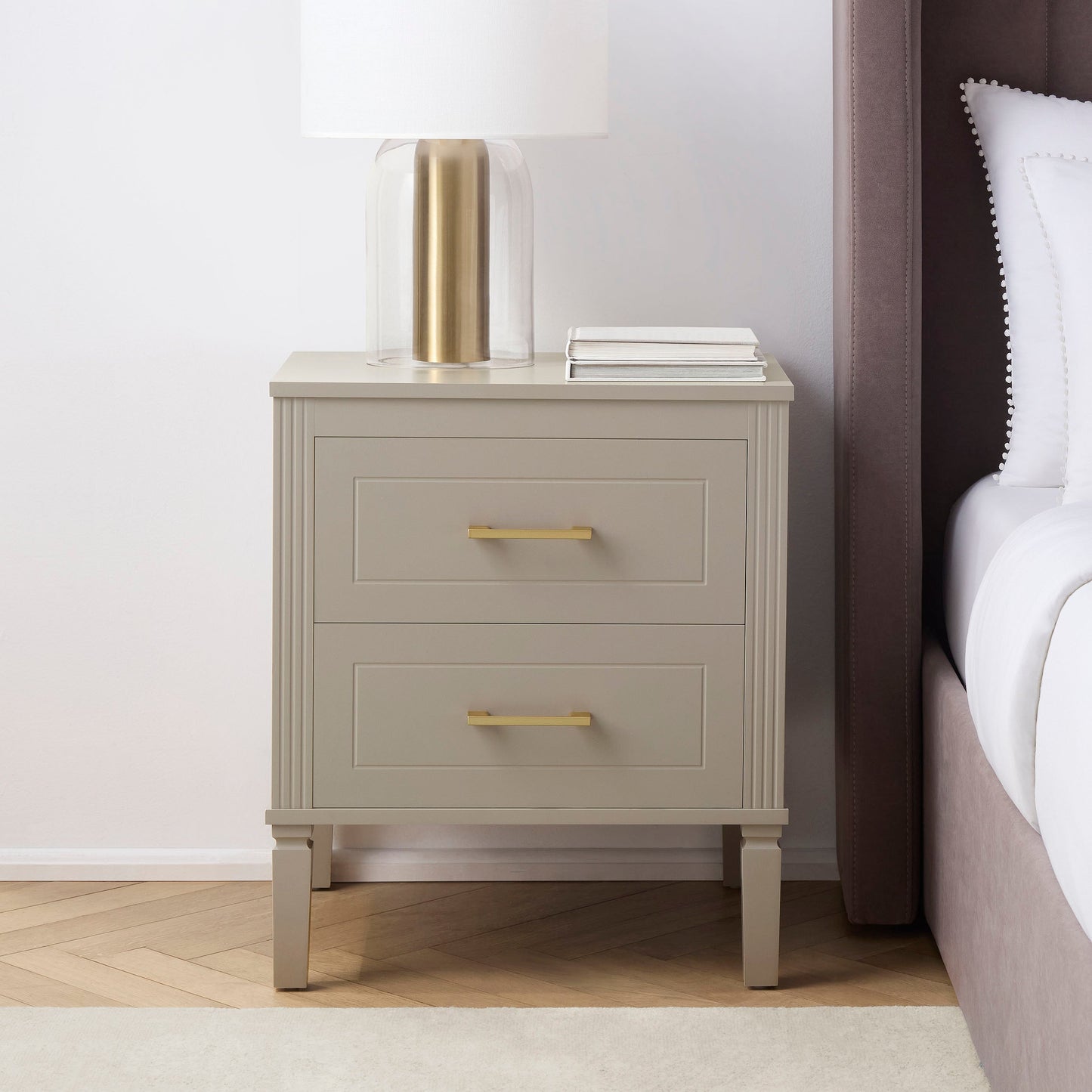 DUS-CC2-04833 Grade-B Dusk Sienna 2 Drawer Bedside Table - Taupe RRP £99.00