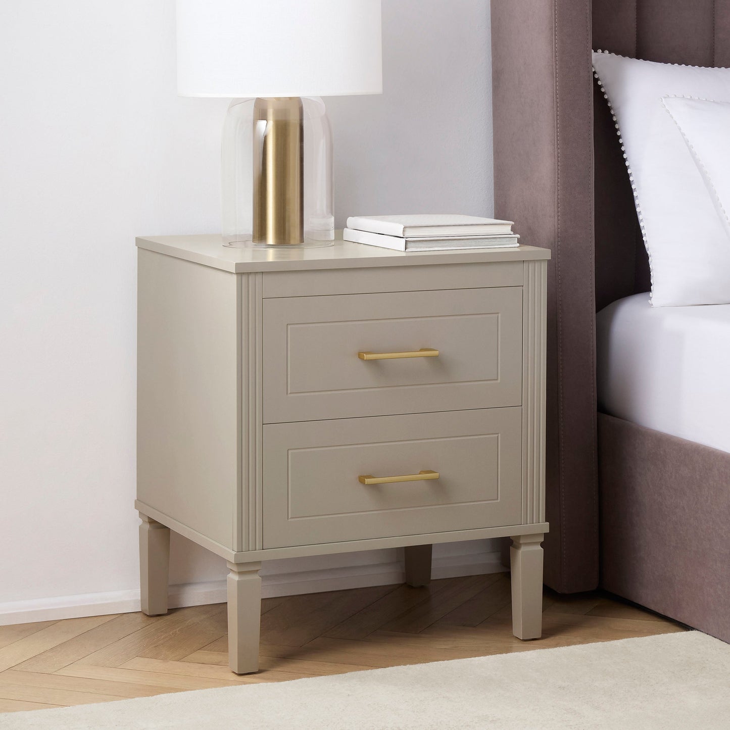 DUS-CC2-04833 Grade-B Dusk Sienna 2 Drawer Bedside Table - Taupe RRP £99.00