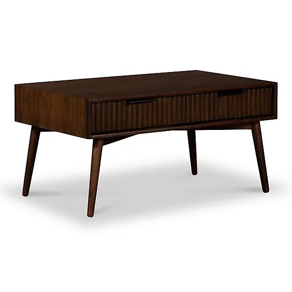 ROS-OUT-00970 Grade-B Roseland Furniture Oskar Acacia 90cm Large Grooved Coffee Table RRP £199.95